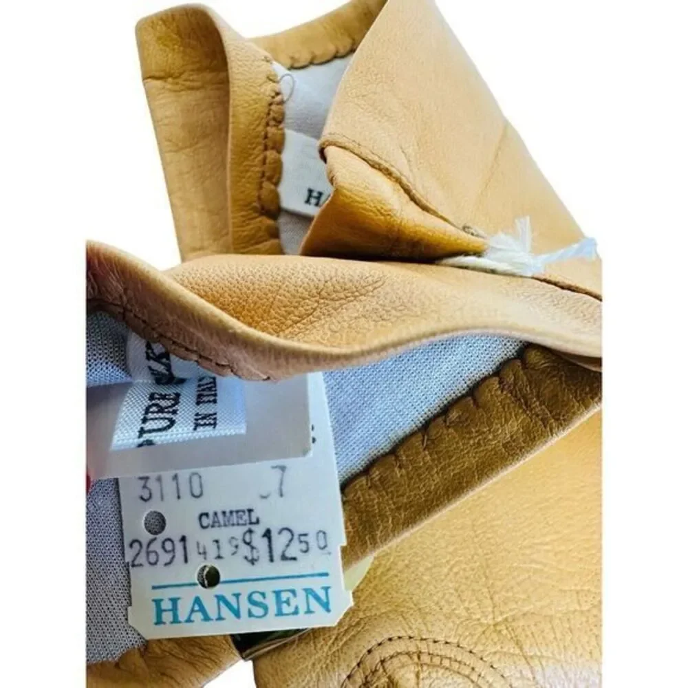 Vintage Cabraro By Hansen Silk‎ Camel Gloves Size 7 NOS With Tags May Co. 1970